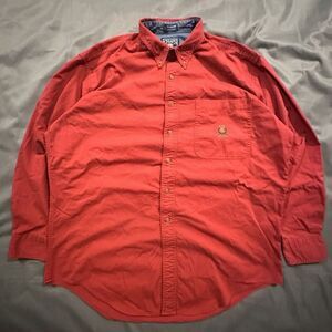 Vintage 90s Chaps Ralph Lauren Shirt Mens Large Crest Crown Logo Red Button Down